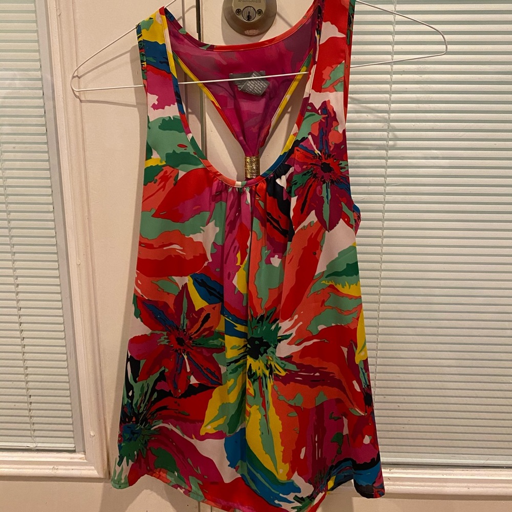 Hot pink floral halter top